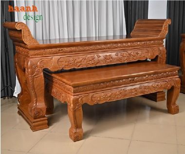 Sập thờ gia tiên chạm tứ linh – Tinh hoa gỗ gõ đỏ-STG 006