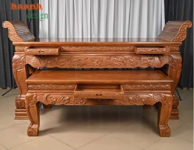 Sập thờ gia tiên chạm tứ linh – Tinh hoa gỗ gõ đỏ-STG 006