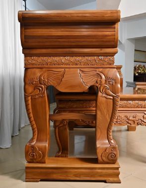 Sập thờ gia tiên chạm tứ linh – Tinh hoa gỗ gõ đỏ-STG 006