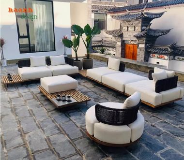 Mẫu ghế gỗ ngoài trời đẹp bằng gỗ Teak nhập khẩu cao cấp-SNT 016