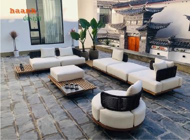 Mẫu ghế gỗ ngoài trời đẹp bằng gỗ Teak nhập khẩu cao cấp-SNT 016