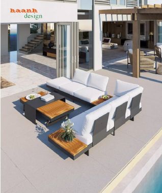 Khám phá mẫu sofa ngoài trời chân sắt gỗ Teak cao cấp-SNT 017