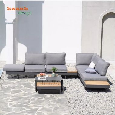Khám phá mẫu sofa ngoài trời chân sắt gỗ Teak cao cấp-SNT 017