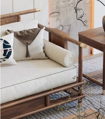 Nâng tầm không gian với Sofa phòng khách gỗ óc chó-BGC 013