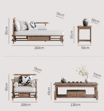 Nâng tầm không gian với Sofa phòng khách gỗ óc chó-BGC 013