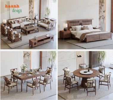 Nâng tầm không gian với Sofa phòng khách gỗ óc chó-BGC 013