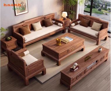 Mẫu bàn ghế gỗ óc chó phòng khách phong cách Trung Hoa-BGC 018