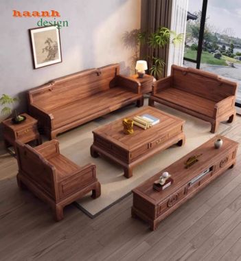 Mẫu bàn ghế gỗ óc chó phòng khách phong cách Trung Hoa-BGC 018