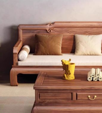 Mẫu bàn ghế gỗ óc chó phòng khách phong cách Trung Hoa-BGC 018