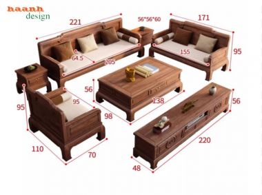 Mẫu bàn ghế gỗ óc chó phòng khách phong cách Trung Hoa-BGC 018