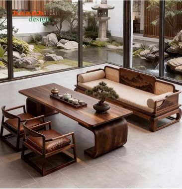 Bàn ghế sofa gỗ óc chó Bắc Mỹ – Đẳng cấp phòng khách Việt-BGC 017