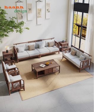 Khám phá mẫu sofa gỗ óc chó đẹp, bền, chuẩn phong cách Á Đông-BGC 016
