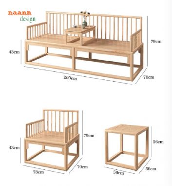 Sofa gỗ sồi Nga – Sang trọng, mộc mạc chuẩn phong cách Á Đông-BGC 015