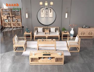 Sofa gỗ sồi Nga – Sang trọng, mộc mạc chuẩn phong cách Á Đông-BGC 015