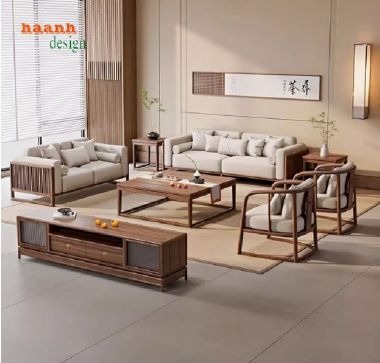 Bàn ghế gỗ óc chó phòng khách – Đẳng cấp cho không gian sống-SFH 017