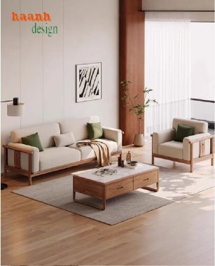 Bàn Ghế Sofa Gỗ Sồi Phòng Khách– Phong Cách Mộc Cho Nhà Việt-SFH 014