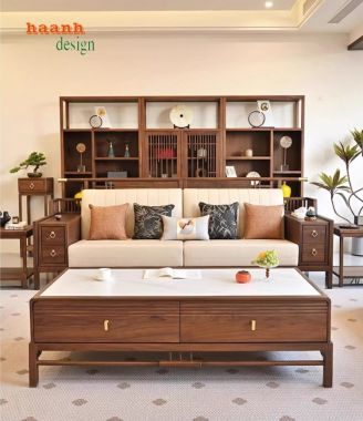 Sofa gỗ phòng khách: Sự kết hợp giữa vẻ đẹp và tiện nghi-FSH 011