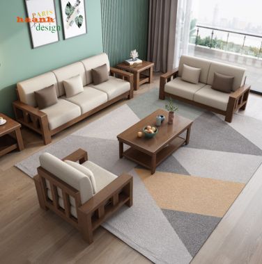 Sofa phòng khách gỗ tự nhiên phong cách hiện đại SFH001