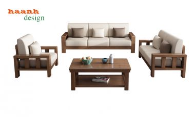 Sofa phòng khách gỗ tự nhiên phong cách hiện đại SFH001