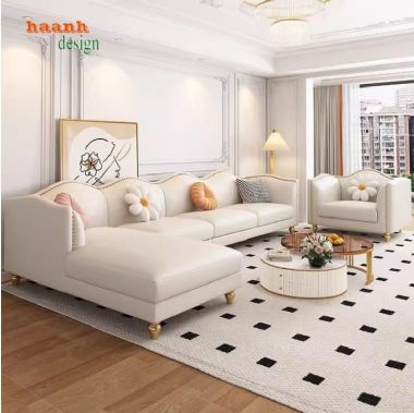 Ghế sofa phòng khách cao cấp gỗ sồi tự nhiên,giả da Hàn Quốc-SFN 013