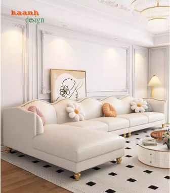 Ghế sofa phòng khách cao cấp gỗ sồi tự nhiên,giả da Hàn Quốc-SFN 013
