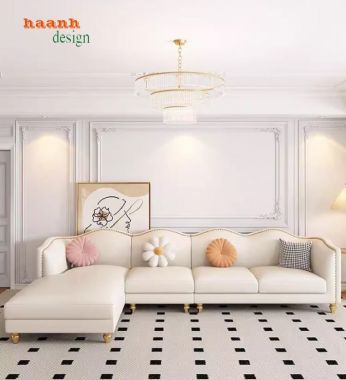 Ghế sofa phòng khách cao cấp gỗ sồi tự nhiên,giả da Hàn Quốc-SFN 013