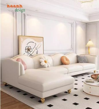 Ghế sofa phòng khách cao cấp gỗ sồi tự nhiên,giả da Hàn Quốc-SFN 013