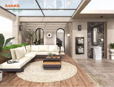 Sofa ngoài trời bền đẹp – Kết hợp gỗ Teak tự nhiên & khung sắt-SST 009