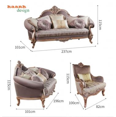 Bộ sofa tân cổ điển châu Âu sang trọng cho phòng khách - SFC 011