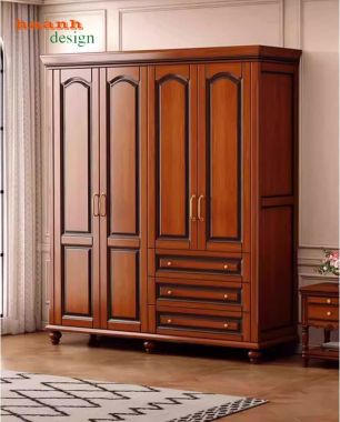 Mẫu tủ áo tân cổ điển gỗ sồi cao cấp chuẩn châu Âu-TAT 010