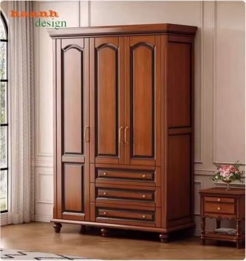 Mẫu tủ áo tân cổ điển gỗ sồi cao cấp chuẩn châu Âu-TAT 010