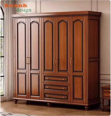 Mẫu tủ áo tân cổ điển gỗ sồi cao cấp chuẩn châu Âu-TAT 010