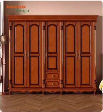 Mẫu tủ áo tân cổ điển gỗ sồi cao cấp chuẩn châu Âu-TAT 010