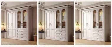 Tủ quần áo cánh kính cao cấp màu trắng kem sang trọng-TAT 008