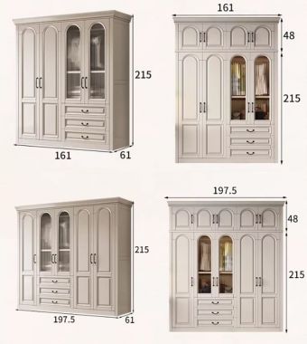 Tủ quần áo cánh kính cao cấp màu trắng kem sang trọng-TAT 008