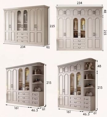 Tủ quần áo cánh kính cao cấp màu trắng kem sang trọng-TAT 008