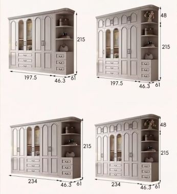 Tủ quần áo cánh kính cao cấp màu trắng kem sang trọng-TAT 008