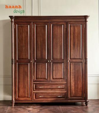 Nổi bật phong cách tủ quần áo tân cổ điển gỗ tự nhiên-TAT 005