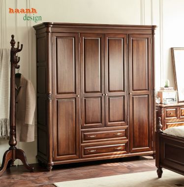 Nổi bật phong cách tủ quần áo tân cổ điển gỗ tự nhiên-TAT 005