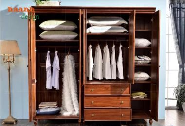 Tủ Áo Tân Cổ Điển Gỗ Tự Nhiên – Vẻ Đẹp Vượt Thời Gian-TAT 007