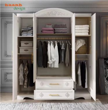 Tủ quần áo tân cổ điển gỗ tự nhiên cao cấp cho phòng ngủ-TAT 009