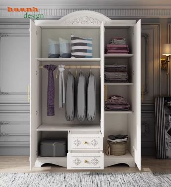 Tủ quần áo tân cổ điển gỗ tự nhiên cao cấp cho phòng ngủ-TAT 009