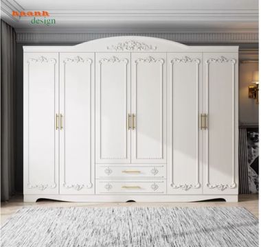 Tủ quần áo tân cổ điển gỗ tự nhiên cao cấp cho phòng ngủ-TAT 009