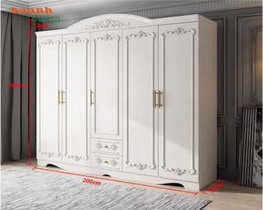 Tủ quần áo tân cổ điển gỗ tự nhiên cao cấp cho phòng ngủ-TAT 009