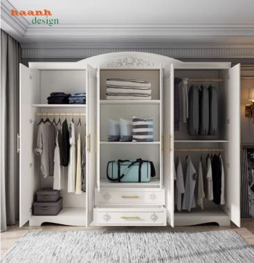 Tủ quần áo tân cổ điển gỗ tự nhiên cao cấp cho phòng ngủ-TAT 009