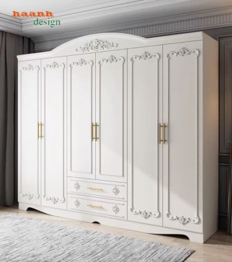 Tủ quần áo tân cổ điển gỗ tự nhiên cao cấp cho phòng ngủ-TAT 009