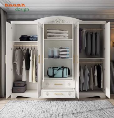 Tủ quần áo tân cổ điển gỗ tự nhiên cao cấp cho phòng ngủ-TAT 009
