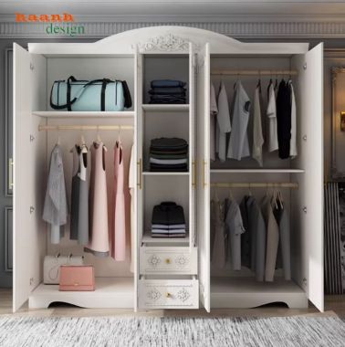 Tủ quần áo tân cổ điển gỗ tự nhiên cao cấp cho phòng ngủ-TAT 009