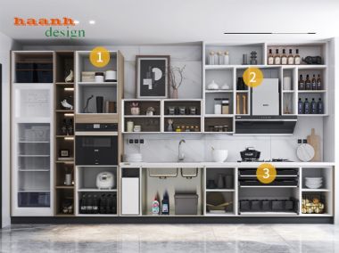 Tủ bếp gỗ công nghiệp hiện đại cho gia đình TBC 001