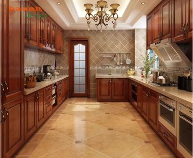 Mẫu tủ bếp gỗ tự nhiên hiện đại cho gia đình Việt-TBH 005